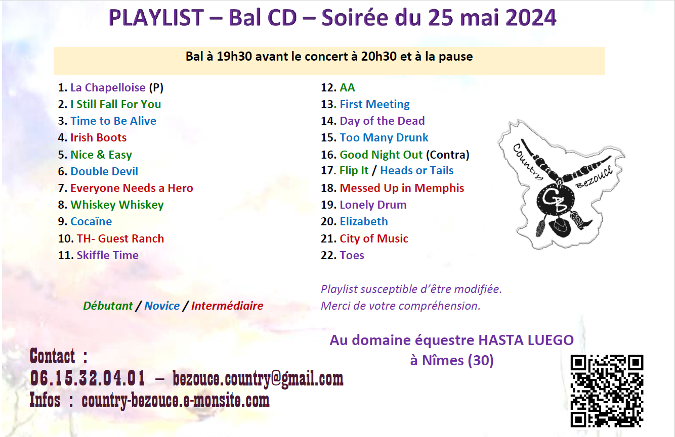 Playlist bal CD - samedi 25 mai