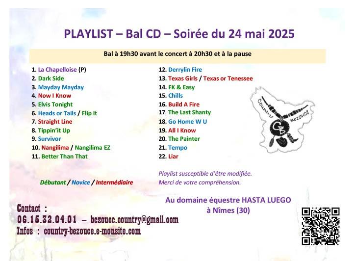 Playlist bal cd samedi 24 mai 2025 country days